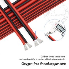 Twin 2-Core Flexible Silicone Cable 8/10/12/14/16/18/20/24/26AWG Wire Red-Black