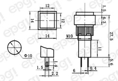 10mm SQUARE LED PANEL MOUNT LAMP – GREEN LENS 3VDC-12VDC #NN10SGR