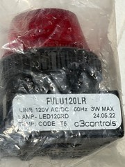 C3 Controls FVLU120LR-PLLRD 30 MM Pilot Light Red LED Red Lens 120V