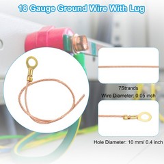 6 Inch Bare Copper Wire-Copper Grounding Lugs, 20 Pcs Cables with Lug