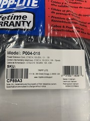 Tripp Lite P004-015 Power Extension Cord 10A C13/C14 100-250V, 15Ft – NEW Sur…