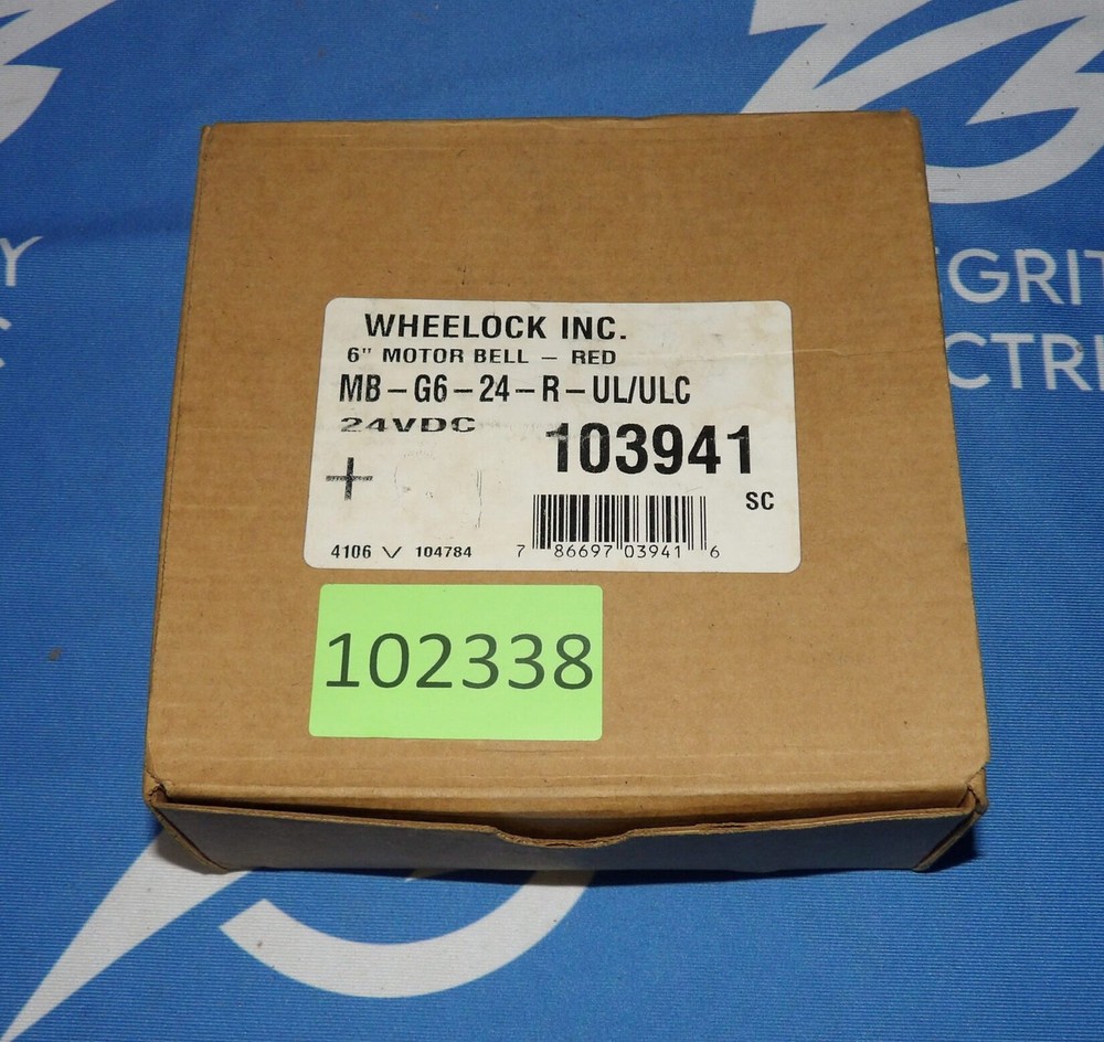 NIB Wheelock MB-G6-24-R UL/ULC 24VDC 6″ Motor Bell + 1 Year Warranty