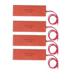 4 Pcs Silicone Rubber Heating Pad Flexible Silicone Heater Mat Rubber Heating