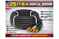 8/4 SOOW Portable Cord 25FT 600V Non UL Black Flexible Cable USA Made