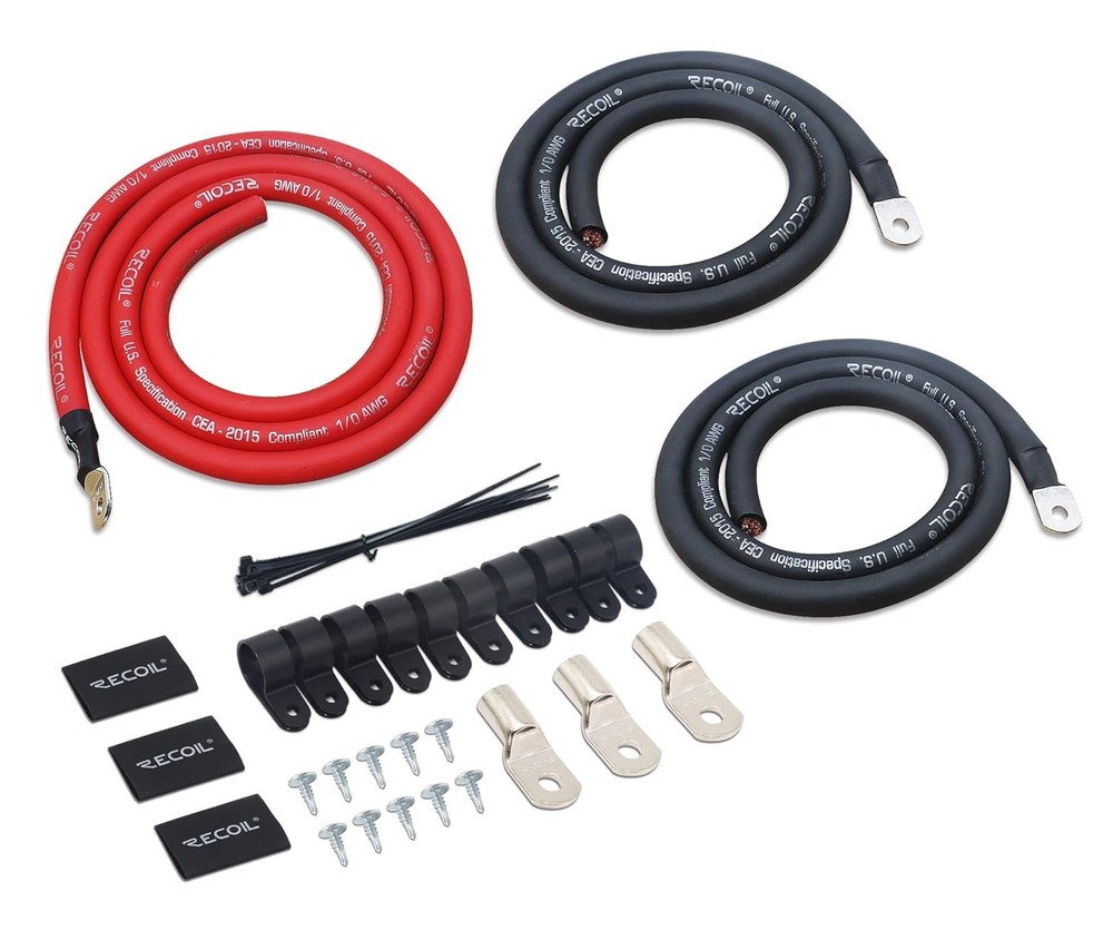 Recoil PBG3 1/0 Gauge OFC Copper Big 3 Amp Wiring Kit 350A Car Audio Upgrade