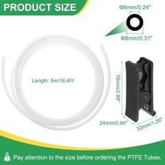 PTFE 16.4 Ft Tube, PTFE Tube 6mm ID x 8mm OD With Pipe Cutter (White)