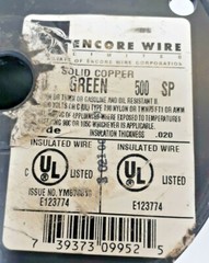 ENCORE WIRE YM678813/E123774 GREEN COPPER WIRE, APPROX 140FT. 5.6LB SPOOL