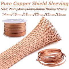 Pure Copper Expandable Metal Braided Shield Cable Sleeving Tube 2mm/4mm/6mm-28mm