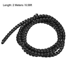 Flexible Spiral Tube Wrap Cable Management Sleeve 12mm x 14mm 2 Meters Black