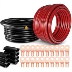 1/0 Gauge Wire(20ft Each – Red/Black) Copper Clad Aluminum CCA – Primary 40FT