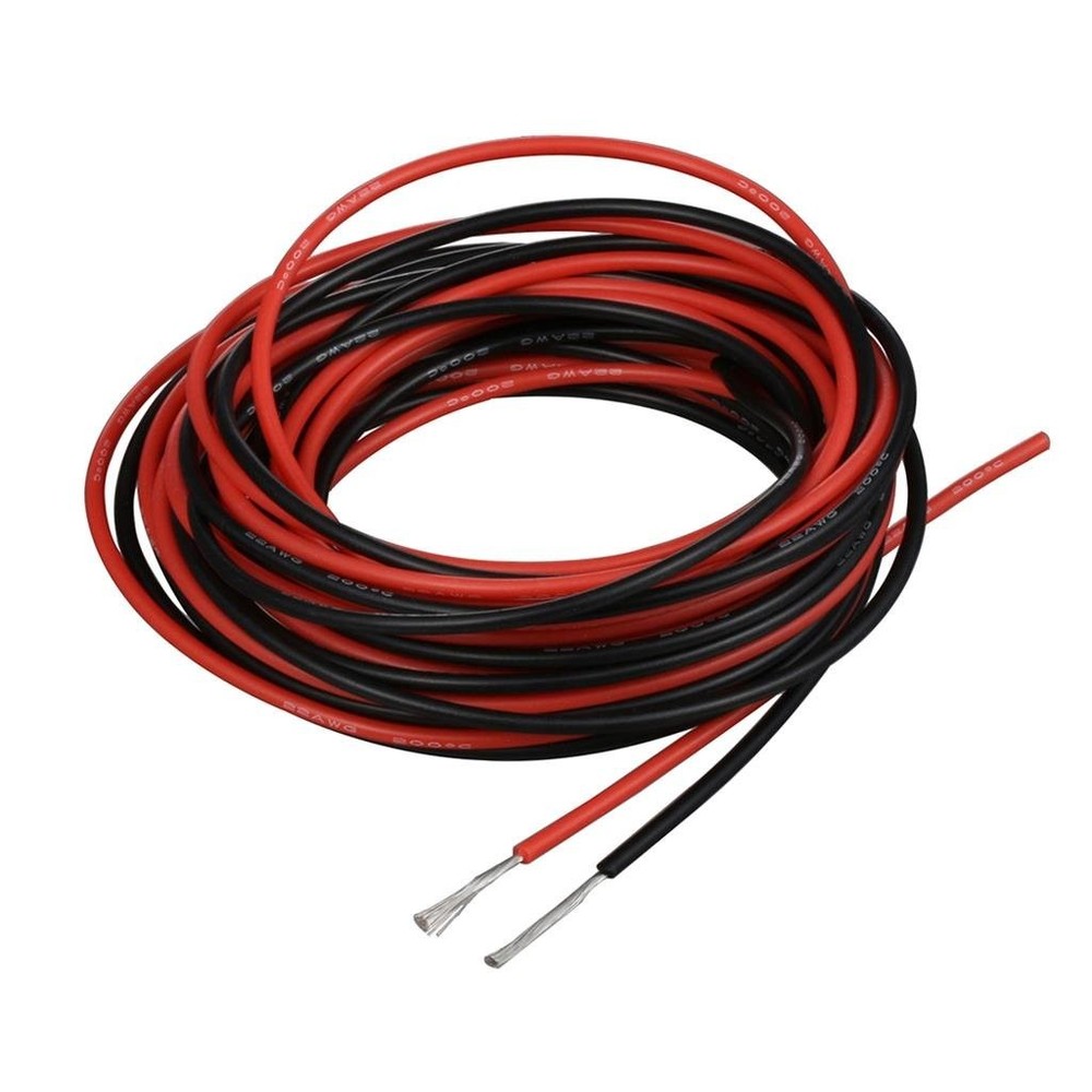 22 AWG Red and Black Silicone Wire Flexible Stranded 10ft Gauge Wire