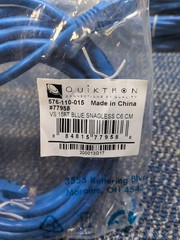 Lot of 8 QUIKTRON 576-110-015 Snagless C6 Patch Cord Jumper Blue 15 Ft. #77958