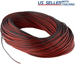 66ft Extension Cable Wire Cord for LED 20M 22AWG 22/2 Low Voltage Black & Red