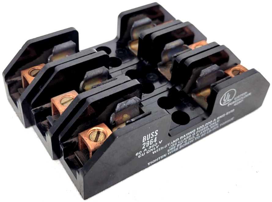 Lot of 3 – 2964 Buss 60 Amp 300V 1P Fuse Holder – Next Day Option