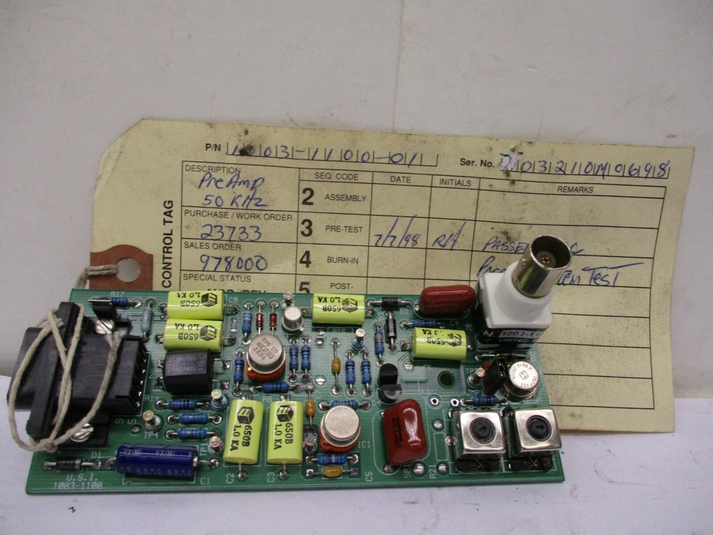 United Sciences Inc Pre Amp Board 1003-1100-01 50kHz A864AES