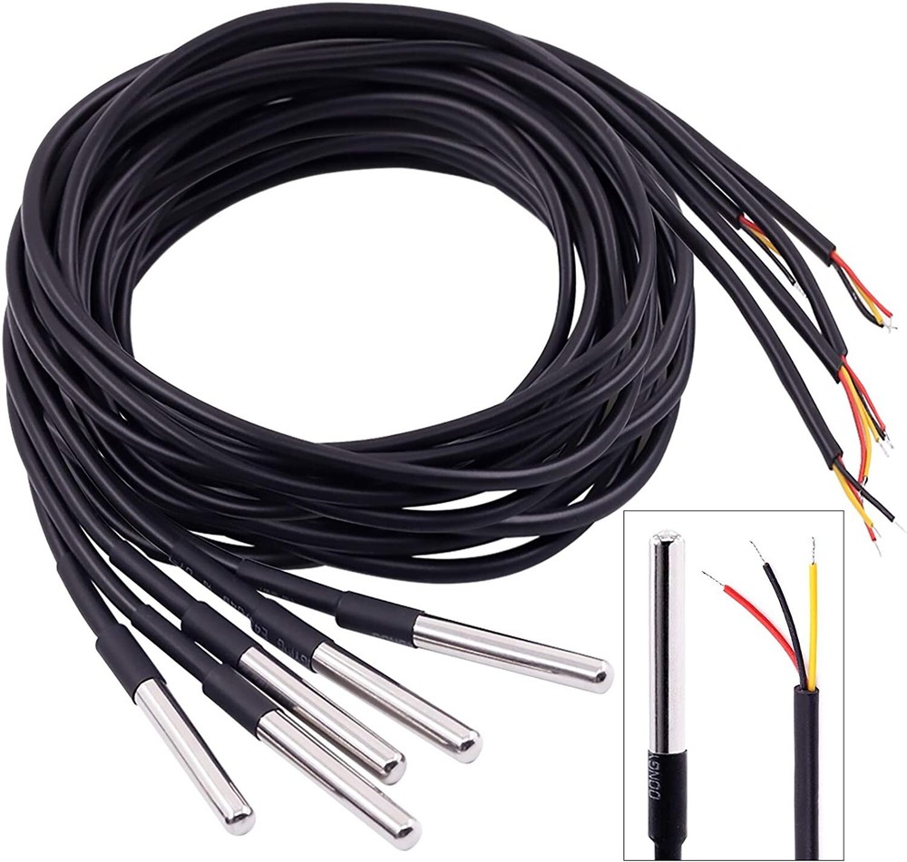 3m/9.8ft DS18B20 Waterproof Temperature Sensors Digital Temp Probe Pack of 5 NEW