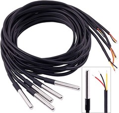3m/9.8ft DS18B20 Waterproof Temperature Sensors Digital Temp Probe Pack of 5 NEW