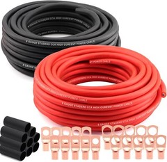 8 Gauge Wire (50ft Each – Red/Black) Copper Clad Aluminum CCA 8 Gauge, 100FT