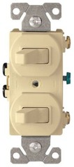 Arrow Hart 271V-BOX, 120 VAC, 15A Toggle, Ivory, Duplex Combination Switch, 1 pc