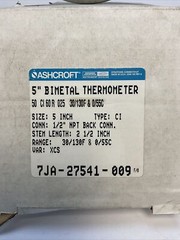 ASHCROFT 7JA-27541-009 5″ BIMETAL THERMOMETER 50 CI 60R 025 30/130F 0/55C