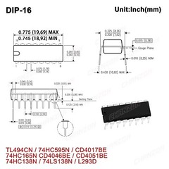 DIP16 CD4017 CD4046 SN74HC165 L293 TL494 74HC 74HC165 74HC138 74HC595N IC 10PCS