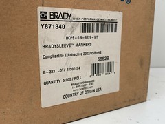 Roll of (5000) Brady 68529 Heat Shrink Sleeve Labeling Markers HCPS-0.9-6676-WT