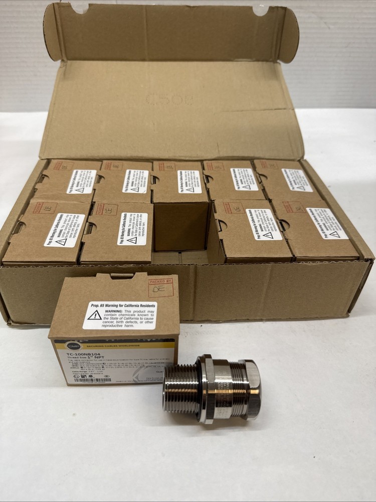 CMP TC100NB104, 1″ NPT, Nickel Plated Brass, Cable Gland, Qty 10