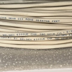 Belden 6300UE White 2 Conductor 18 AWG Stranded CMP Plenum Rated 100 ft Hank