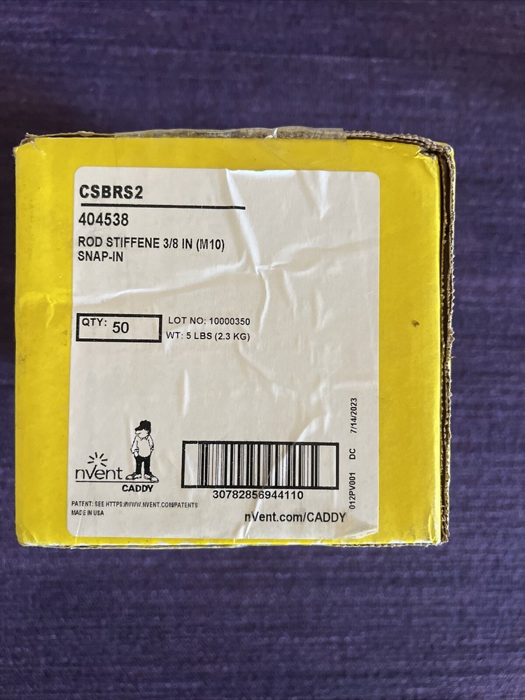 New!! Box Of 50 Erico Caddy Rod Stiffene 3/8 in (M10) SNAP-IN CSBRS2