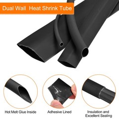 Heat Shrink Tubing, 3:1 Ratio 3/8 Inch Dia 50ft Adhesive Lined Dual Wall Black