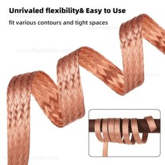 Braided Fabric Cable Flat Pure Copper / Tinned Copper Shield Braided Sleeve Wire
