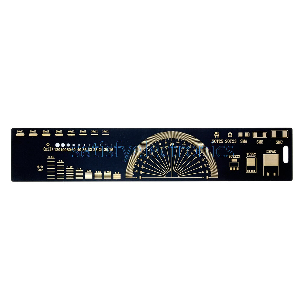 20cm Multifunctional PCB Ruler PCB Measuring Tool Angle Measure Meter Black