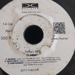 Del City Primary Wire 14 AWG, Red, 500 FT, 60V DC, PVC, 1114501