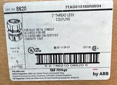 T&B 8620 Threadless Rigid Metal 2″ Conduit Coupling (Box of 5)