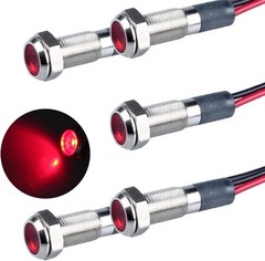 5 Pcs 6mm 110V 220VAC Metal LED Indicator Light, 1/4 Moun Color: Red Size: 6mm