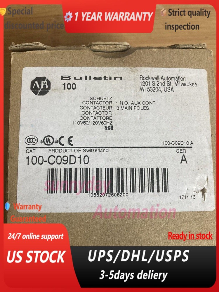 ALLEN-BRADLEY 100-C09D10 IEC CONTACTOR 9 AMP 120VAC NEW IN BOX