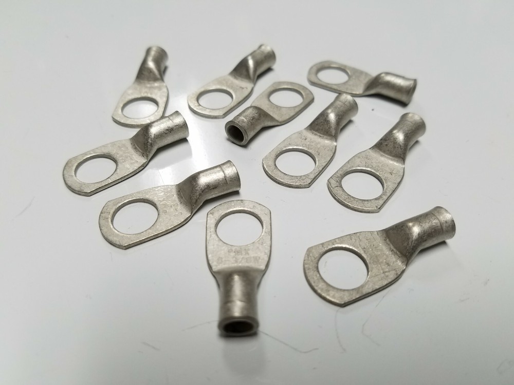 10 TIN PLATED Copper Ring Lug Terminal # 8 Wire Gauge 3/8″ Stud MOLEX PRD