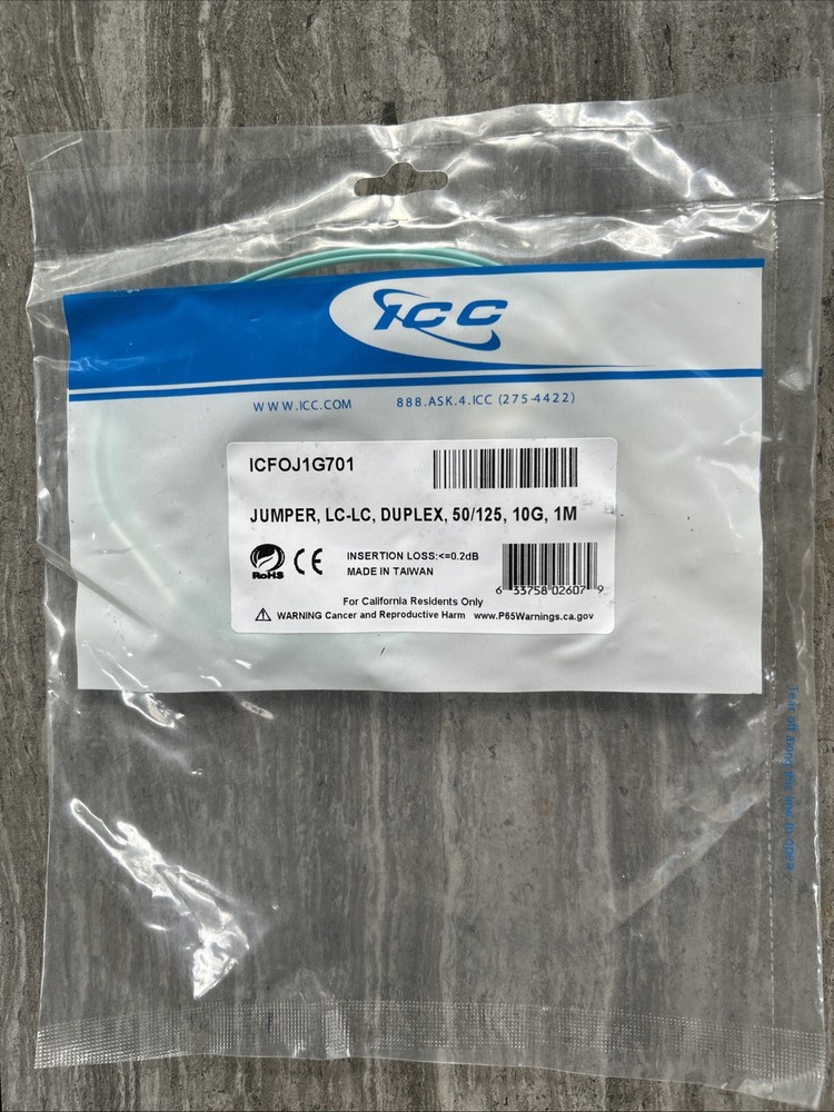 ICC ICFOJ1G701 Jumper Cable LC-LC Duplex 50/125Um 10G 3M