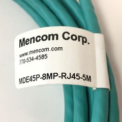 Mencom MDE45P-8MP-RJ45-5M Ethernet Network Cordset, M12 Male Straight RJ45, 5M