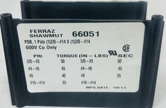 MERSEN FERRAZ SHAWMUT NO. 66051 COPPER PWR-DIST BLK 1P