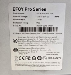 EFOY PRO SERIES PRO 2400 DUO 12V/24V DIRECT METHANOL FUEL CELL 110W GREY