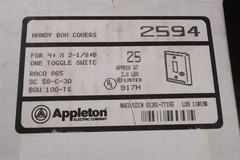 Lot of 2 2594 Appleton Electric Handy Box Cover 4 x 2-1/8 One Switch 865 58C30