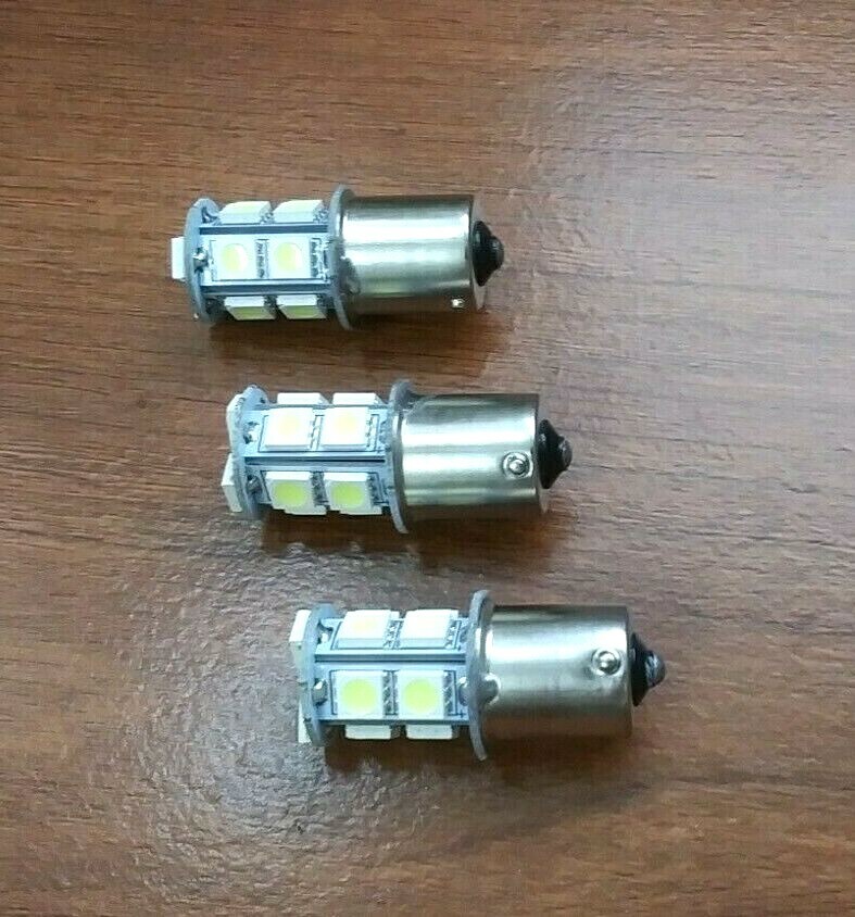 3 Super Bright BBT 12 volt DC 13 White LED 1141 Light Bulbs