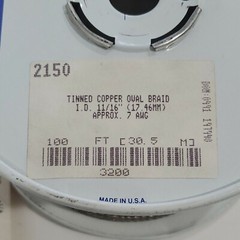 Alpha Wire 2150 Tinned Copper Oval Braid I.D. 11/16″ (17.46mm) 7 Awg 99Ft 30M