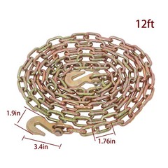 1/4 12′ G70 Truck Drag Chain J-Hooks V-Chain Flatbed Truck
