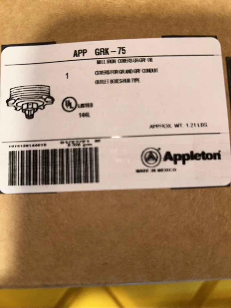 Appleton APPGRK75, 3/4″ Hub, Iron, Explosionproof Conduit Outlet Box Cover, 1 pc