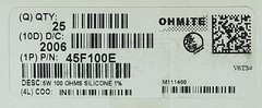 (25 Pack) Ohmite 45F100E 100 Ohm 5W 1% Silicone Wirewound Resistor