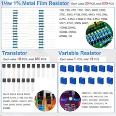 1780 Pcs DIY Electronics Kit w/ Resistors, LEDs, Transistors