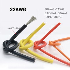22AWG 0.33mm² Flexible Silicone Cable, HIGH TEMP 200℃, 0.08mm Tinned Copper Wire
