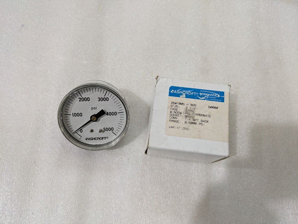 Ashcroft Dresser 25W1005H02B Pressure Gauge 2-1/2″ 0-5000 PSI 1/4 NPT Industrial